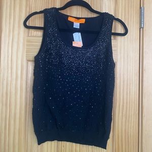 Cynthia Steffe Black Beaded 100% Cashmere Sleeveless Sweater SZ Large NWT